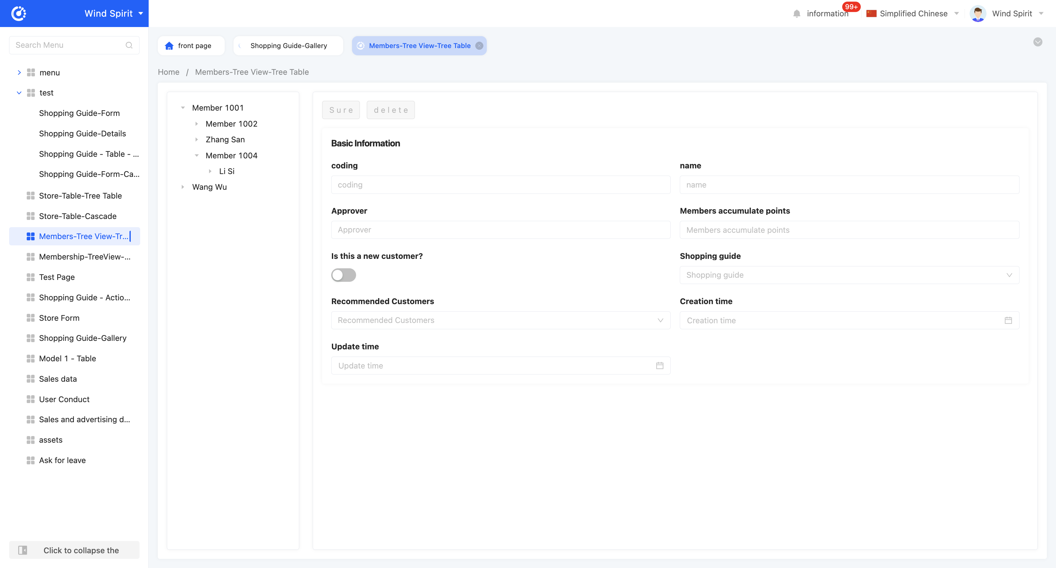 Tree View Display Page Example - Tree Table